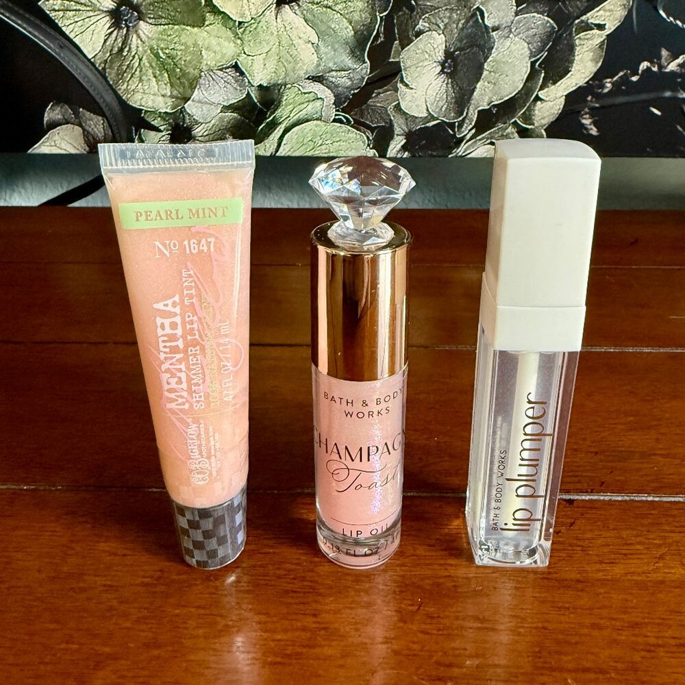 NEW 3-Pc Shimmer Lip Tint, Lip Oil & Lip Plumper Bath & Body Works